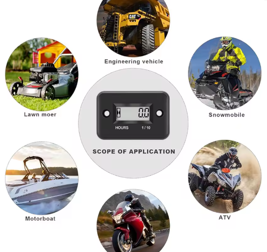 Мото годинник чорний (Лічильник мотогодин IP67) Wroomix