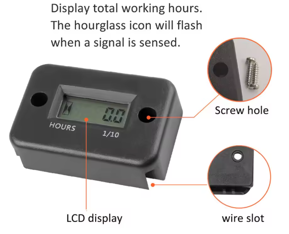 Мото годинник чорний (Лічильник мотогодин IP67) Wroomix