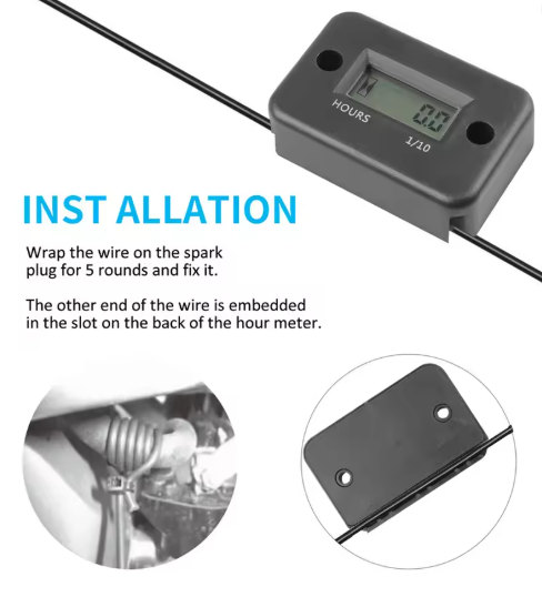 Мото годинник чорний (Лічильник мотогодин IP67) Wroomix