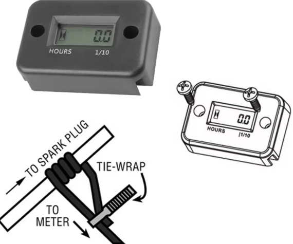 Мото годинник чорний (Лічильник мотогодин IP67) Wroomix