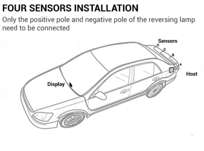Парктронік універсальний 4 датчики + LED дисплей (Система паркування) Wroomix